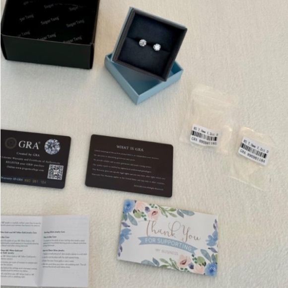 1CT Moissanite Diamond Stud Earrings 18K White Gold Plated S925 Sterling Silver - Picture 6 of 8